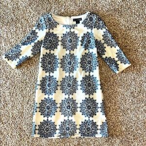 Elegant Blue, Cream White Fitted Dress